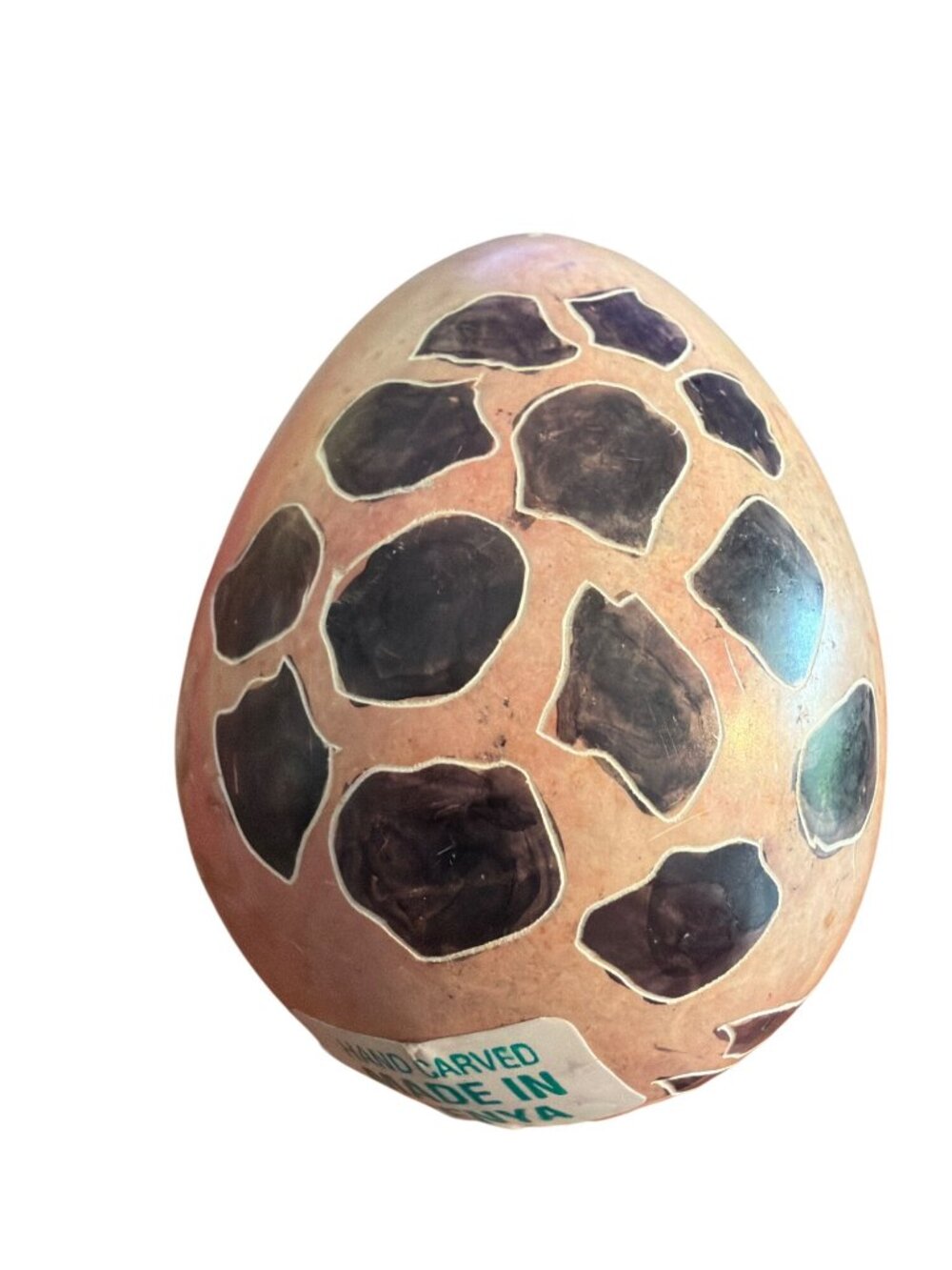 Soapstone Hand Carved Egg Soapstone Zebra Stripes Spots Safari 2.5" Kenya - Picture 3 of 5
